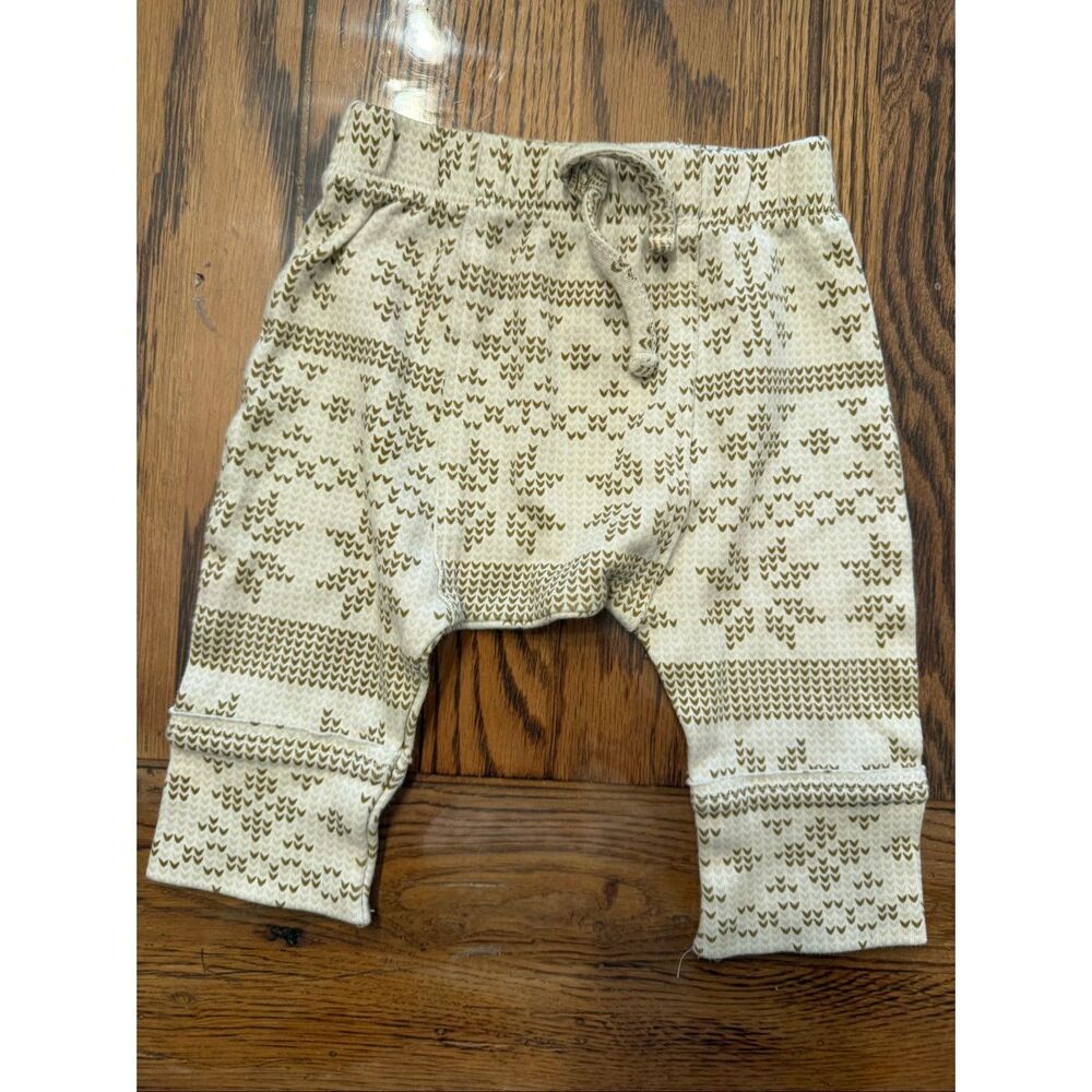 Kate Quinn Beige White‎ Nordic Snowflakes Pull-On Harem Pants Size 3-6 Months